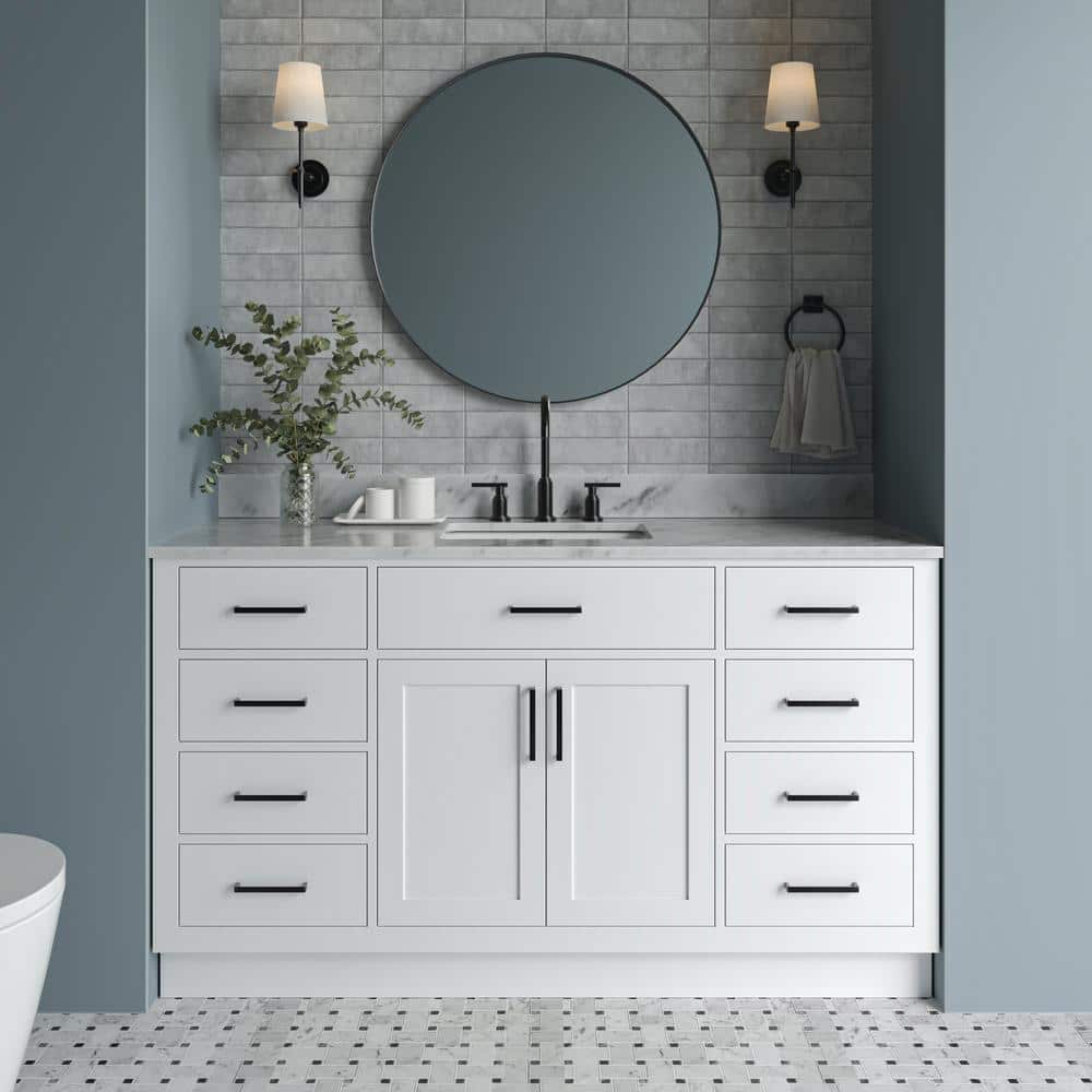 Hepburn 61" White Marble Top Single Basin Vanity Set
