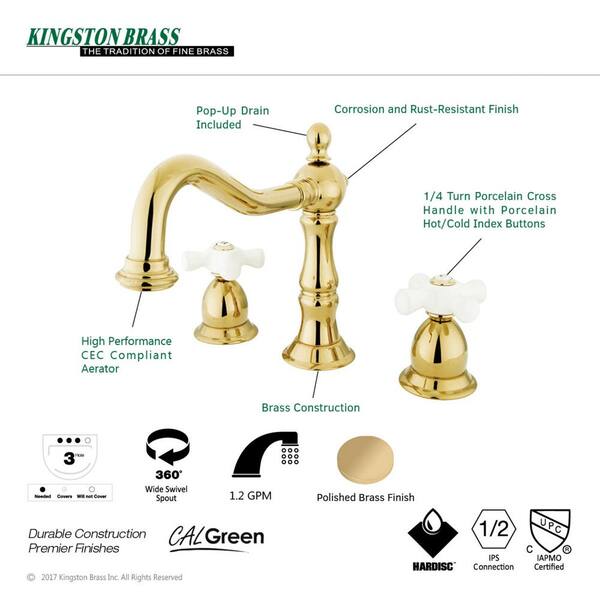 Kingston Brass Heritage Polished Brass Faucet Parts: Hot Cold