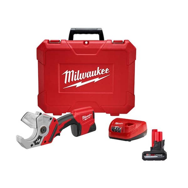 Milwaukee M12 12V Lithium-Ion Cordless PVC Shear Kit with (2) Batteries, Charger and Hard Case
