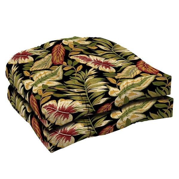 Hampton Bay Twilight Palm Tufted Outdoor Seat Pad (2-Pack)