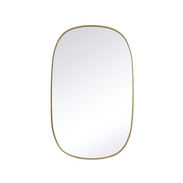 Unbranded Timeless Home 30 in. W x 48 in. H x Modern Metal Framed Oval Brass Mirror