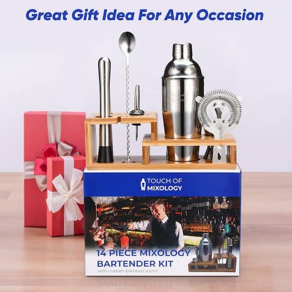 TOUCH OF MIXOLOGY 14-Piece Stainless Steel Bartender Kit - Bar Set