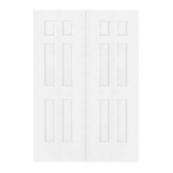 56 in. x 80 in. 6 Panel, Hollow Core, Composite, White Primed, Pre-Finished Door Panel Interior Door Slab Without Hinges
