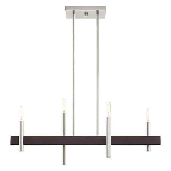 Livex Lighting Denmark 4 Light Brushed Nickel with Bronze Accents Chandelier