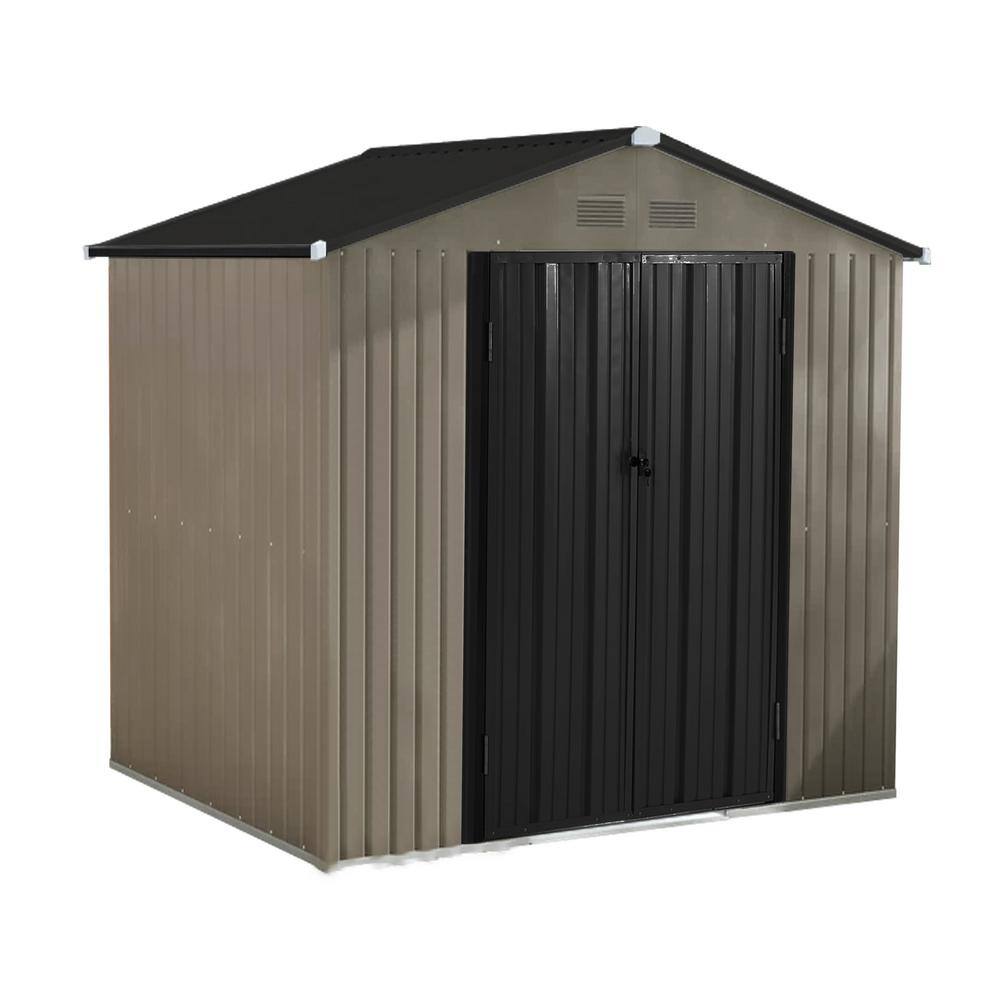 8 ft. W x 10 ft. D Outdoor Metal Storage Shed with Foundation Frame 74 ...