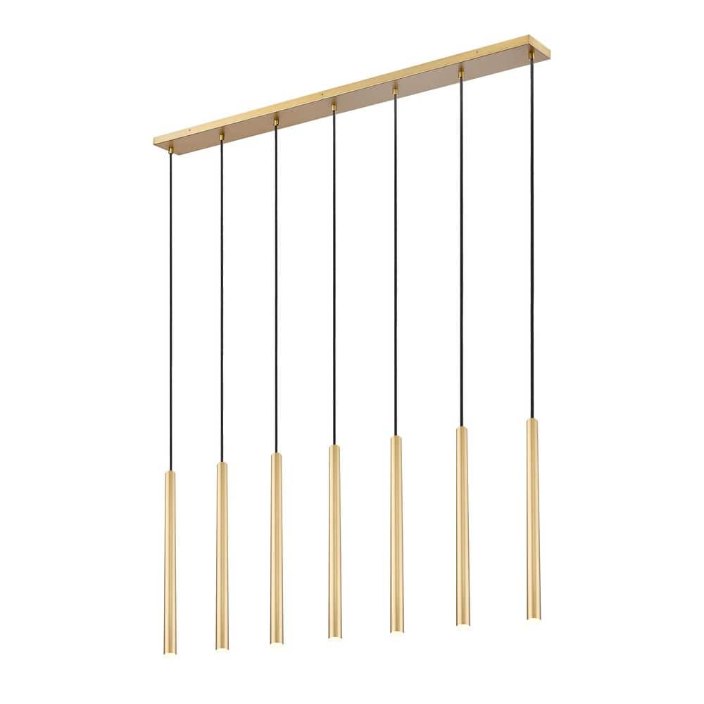 Forest 54 inch Modern Gold 7 Light Integrated LED Linear Chandelier
