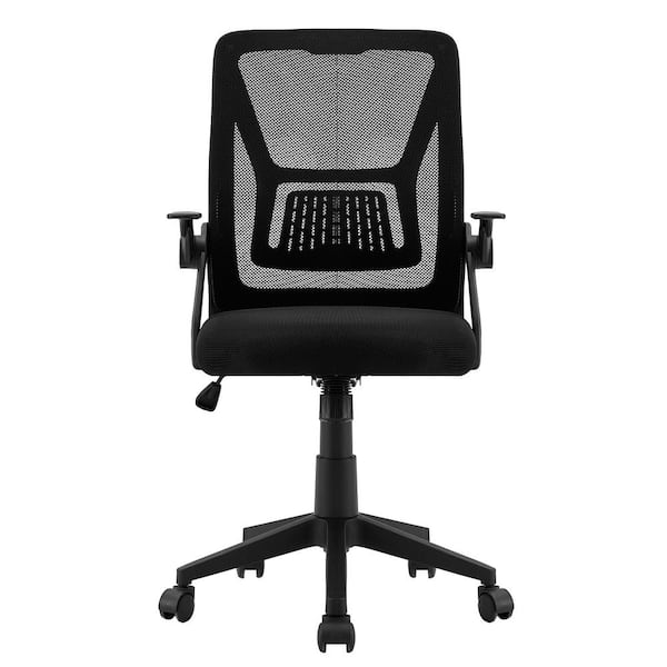 Fabric Swivel Ergonomic Office Task Chair with Adjustable Arms Mesh Lumbar  Support for Computer Task Work, Black