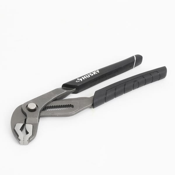 Husky 10 in. Groove Pliers with Quick Adjusting Joint and Curved Jaw