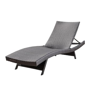 The Brown Multi Rattan Outdoor Chaise Lounge with an adjustable backrest ranging from 120 to 150 degrees