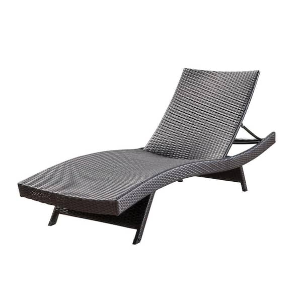 Gilati The Brown Multi Rattan Outdoor Chaise Lounge with an adjustable backrest ranging from 120 to 150 degrees