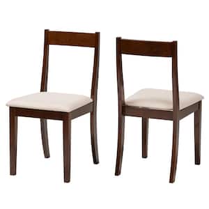 Carola Cream and Dark Brown Dining Chair (Set of 2)