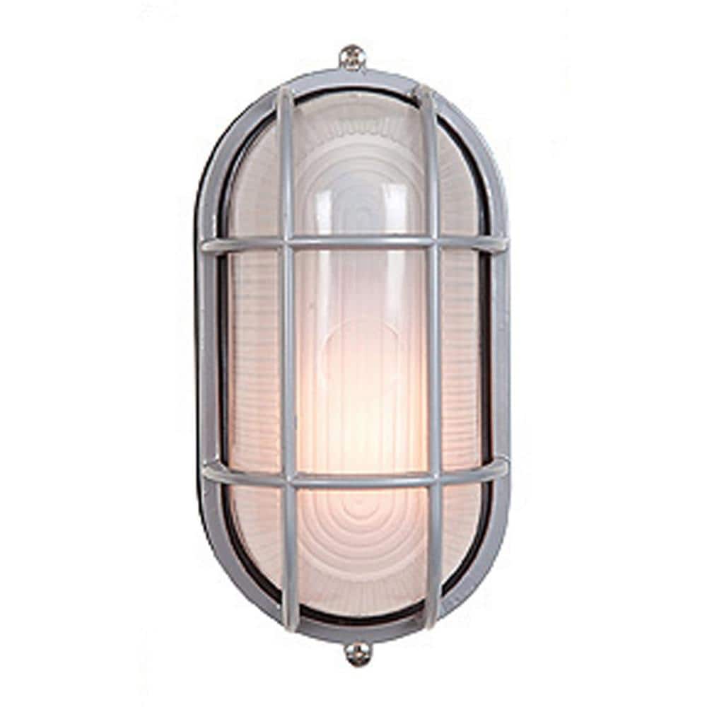 Nauticus Satin Aluminum 8.25" Wall Light with Frosted Shade