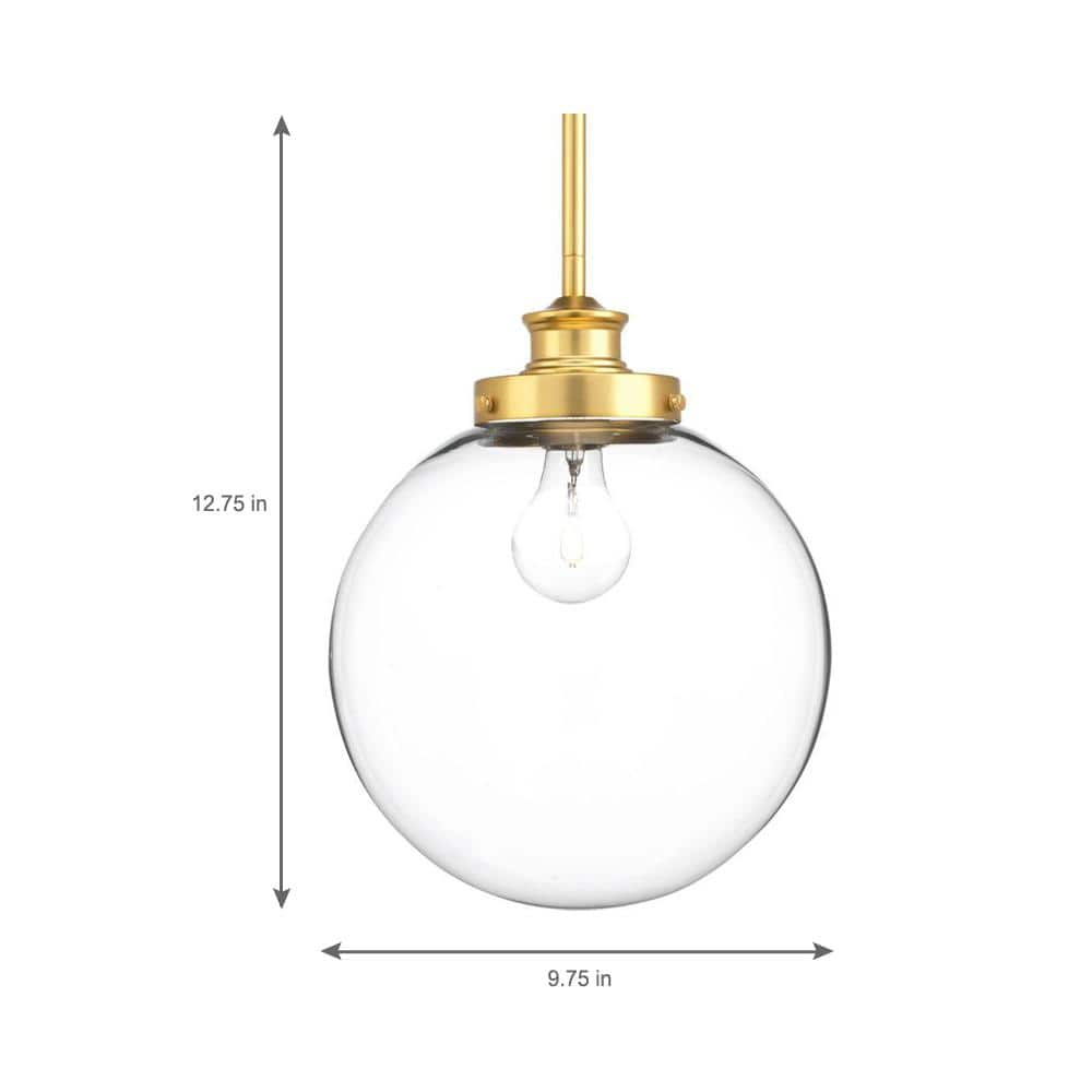 Penn Natural Brass Pendant with Clear Glass Globe