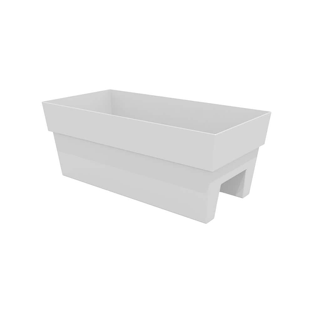 White Recycled Plastic Rectangular Deck Rail Planter