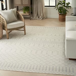 Astra Machine Washable Ivory 9 ft. x 12 ft. Moroccan Transitional Area Rug