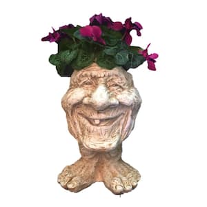 12 in. Antique White Great Grandpa Ace Muggly Face Statue Planter Holds 4 in. Pot