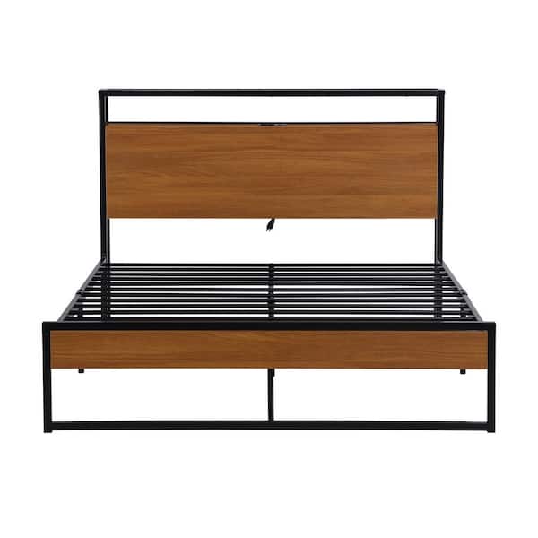 STICKON 82.3 in. W Black Full Size Metal Frame Platform Bed