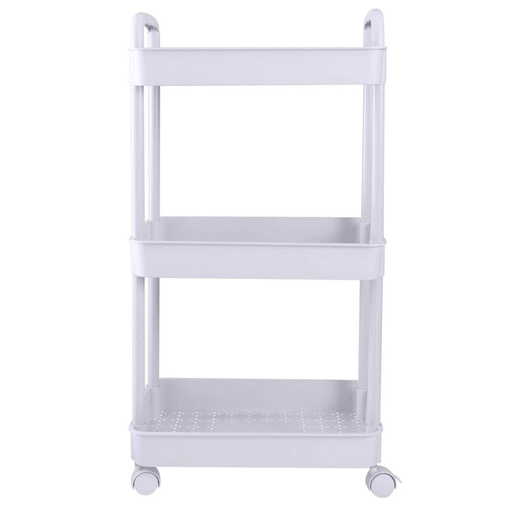 White 3-Tier Rolling Polypropylene Storage Cart