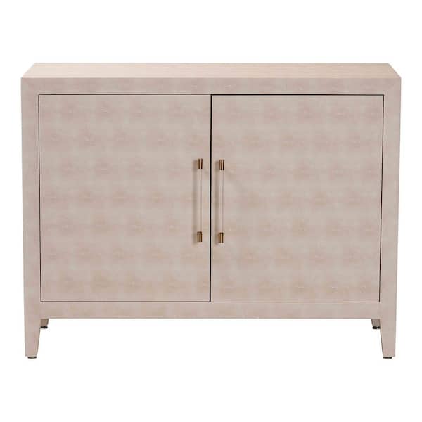 Baxton Studio Nira Beige Faux Shagreen 34 in. High 2-Door Accent