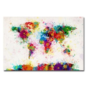 22 in. x 32 in. Paint Splashes World Map Canvas Art