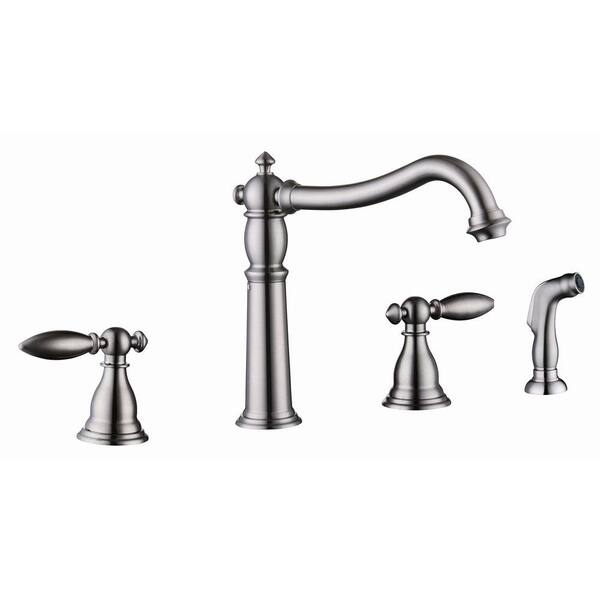 Yosemite Home Decor 2-Handle Side Sprayer Kitchen Faucet in Brushed Nickel