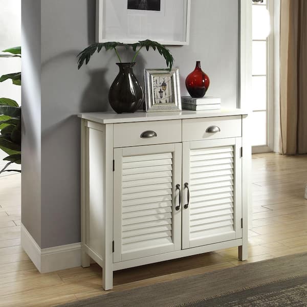 Unbranded Gracie Easy White Storage Cabinet with 2-Drawers and 2-Shutter Doors