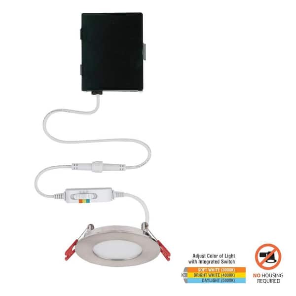 Commercial Electric Ultra Slim Integrated LED 3 in Round Adj Color Temp Canless Recessed Light for Kitchen Bath Living rooms, White