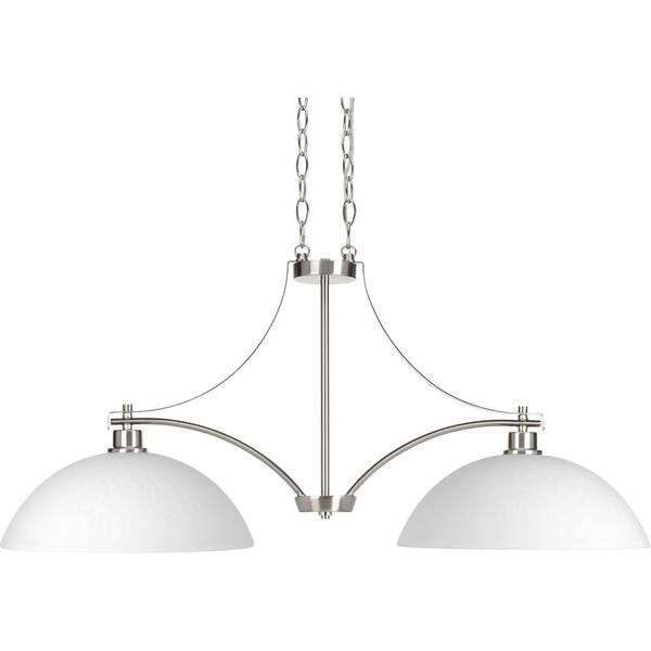 Progress Lighting Legend Collection 2-Light Brushed Nickel Chandelier with Sculpted Glass Shade