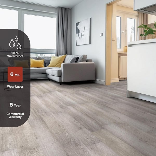 Breaksea Island 6 MIL x 6 in. x 36 in. Waterproof Click Lock Vinyl Plank Flooring (23.95 sq. ft./case)