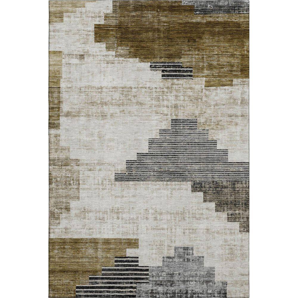 Mayfield Premium Machine Washable Abstract AMF1829 Brown 3 ft. x 5 ft. Area Rug price history on PriceWatchPro