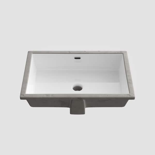 HOROW 23-5/8 in. Rectangular Glazed Ceramic Undermount Bathroom Vanity Sink in White with Overflow Drain