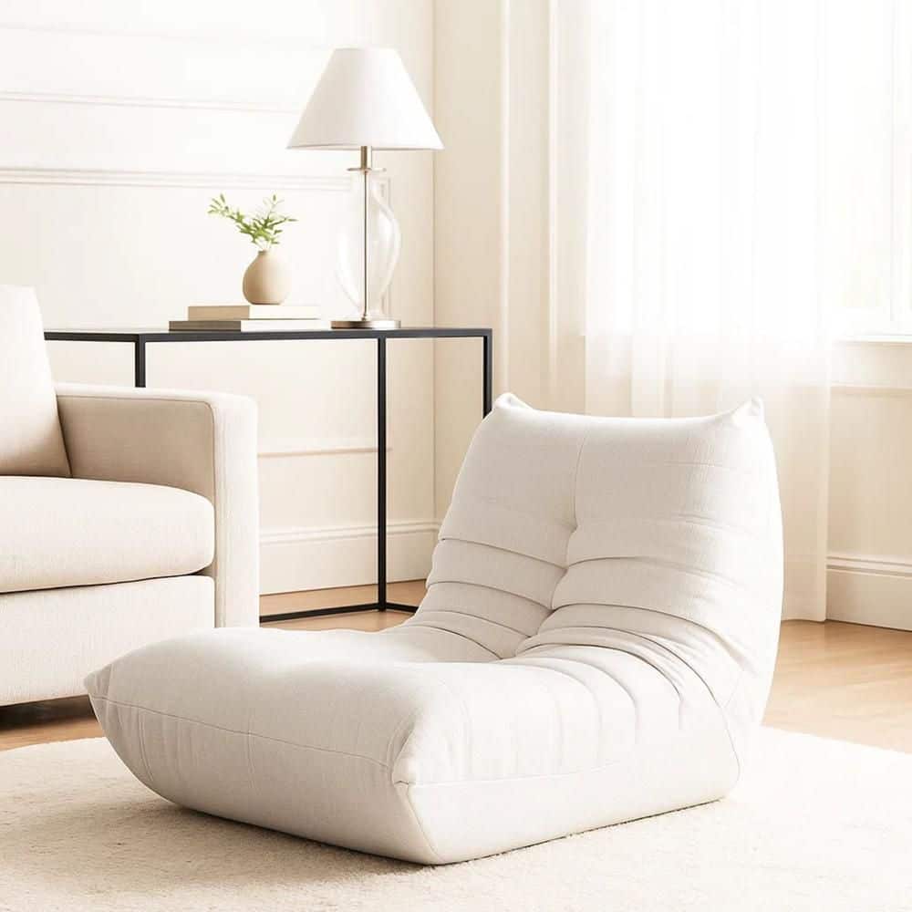 Ezee Cream Polyester Armless Chair