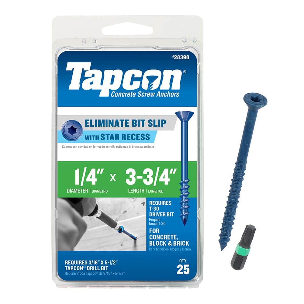 おかんぼ Tapcon 1/4 in. x 3-3/4 in. Star Flat-Head Concrete Anchors