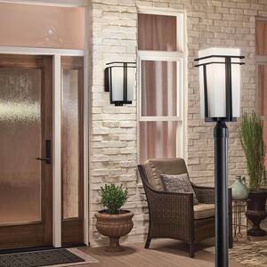 Tremillo Hardwired 1-Light Black 4x4 Outdoor Deck Lamp Post Light with Satin Etched Cased Opal (1-Pack)
