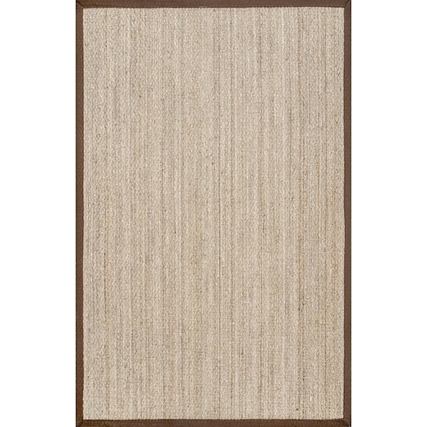 nuLOOM Elijah Seagrass with Border Brown Doormat 3 ft. x 5 ft. Area Rug