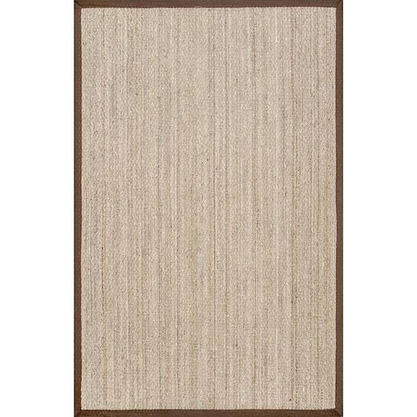 Elijah Seagrass with Border Brown 4 ft. x 6 ft. Area Rug