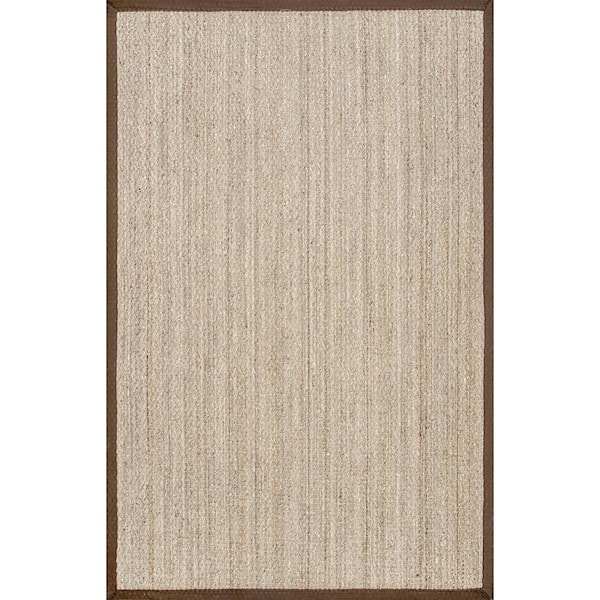 nuLOOM Elijah Seagrass with Border Brown 6 ft. x 9 ft. Area Rug