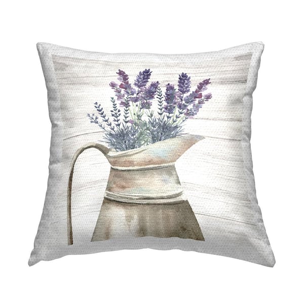 Stupell Industries Country Rustic Lavender Jug Purple Square Outdoor Throw Pillow