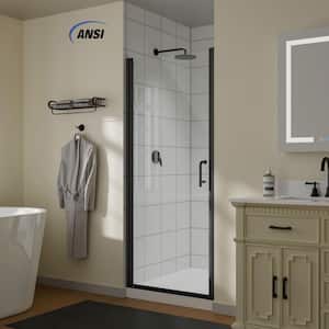 30 in. to 31-3/8 in. x 72 in. Semi-Frameless Pivot Shower Door in Matte Black with Tempered Clear Glass