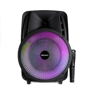 Portable 8 in. Bluetooth Party Speaker with Disco Light and Stand, Black (EDS-8000)