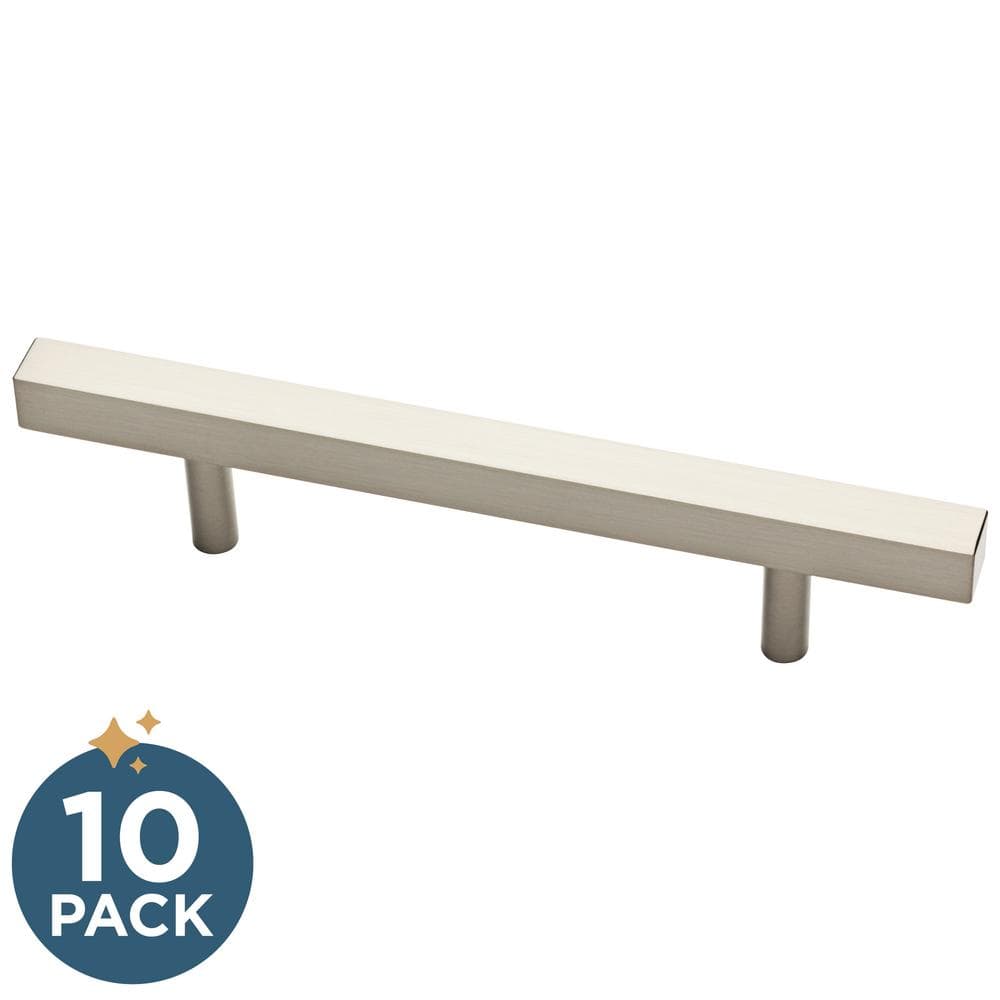 10-Pack Simple Square Bar 3-3/4 in. (96 mm) Modern Cabinet Drawer Pulls in 