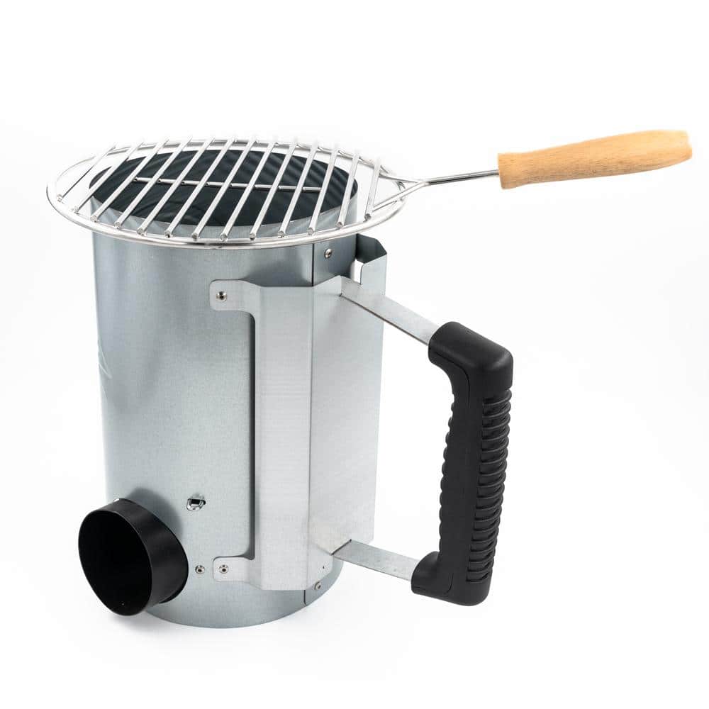 Stainless Steel Charcoal Chimney Grill Rack with Wood Handle