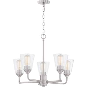 Pembrook 5-Light Brushed Nickel Chandelier with Glass Shades
