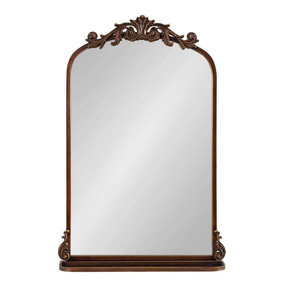 Arendahl Bronze Arch Mirror with Ornate Shelf, 21 x 32
