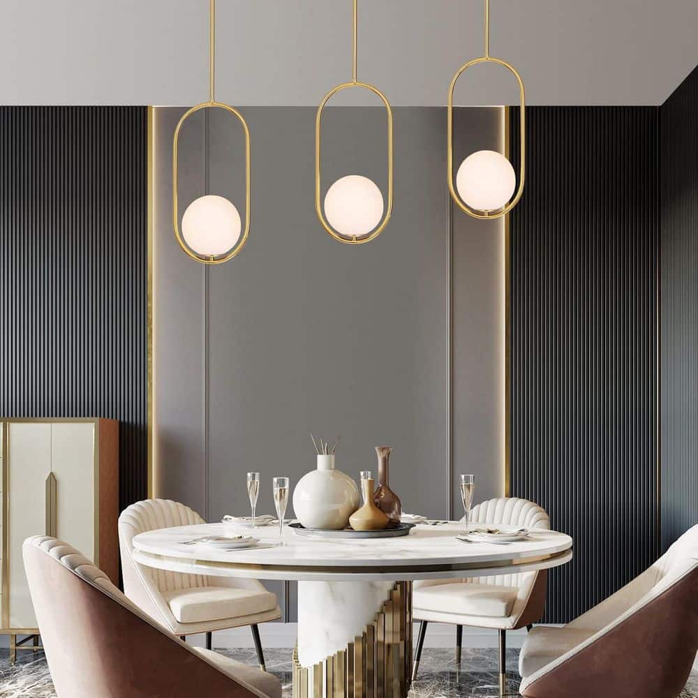 60-Watt 1-Light Gold Globe Pendant Light with Milk Glass Glass Shade and Bulb Not Included for Kitchen Island price history on PriceWatchPro