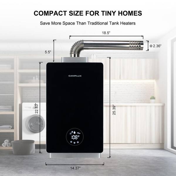 Camplux Enjoy Outdoor Life Camplux 12 L 3.18 GPM Residential High Capacity Indoor Natural GAS Tankless Water Heater