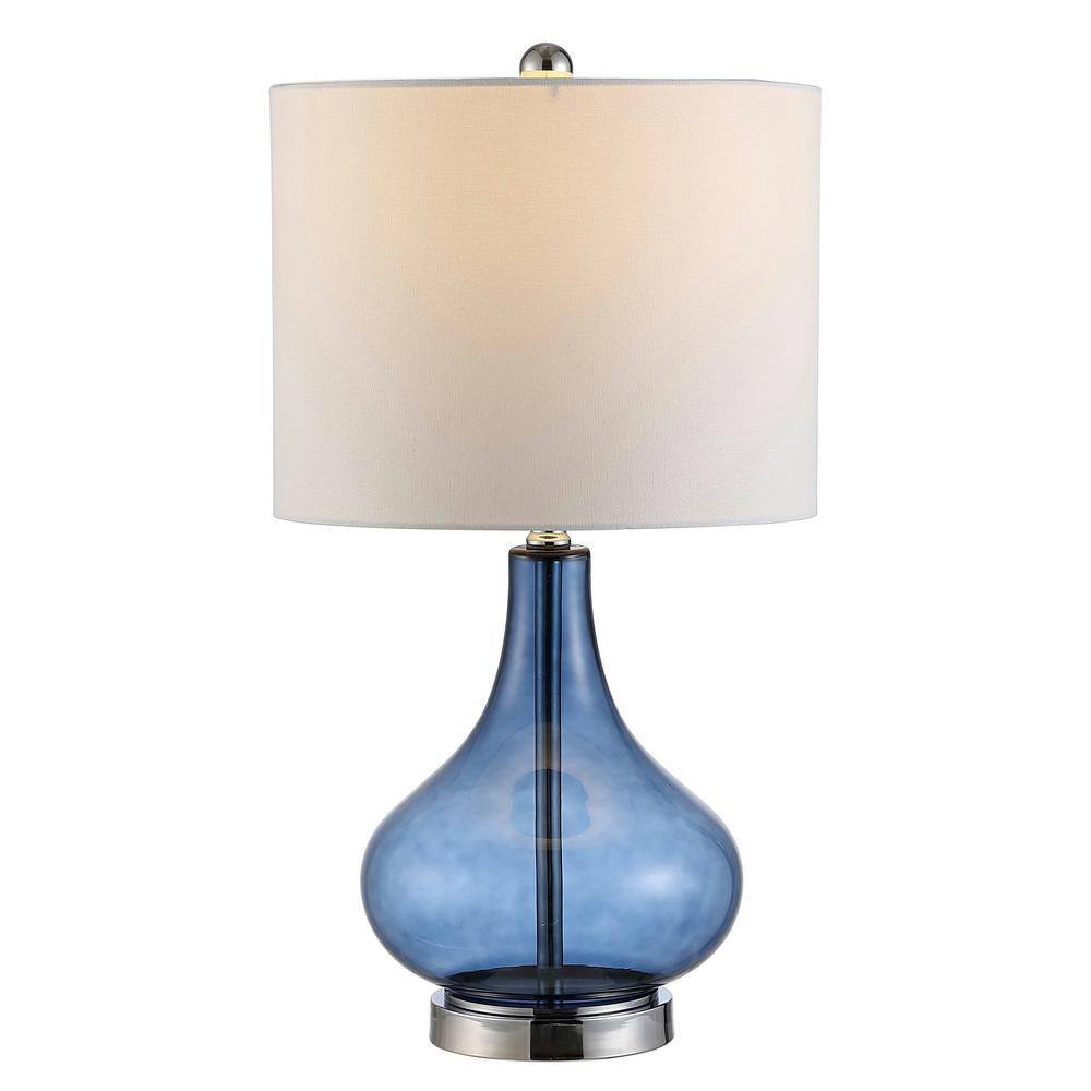 Brooks 24-inch Blue Glass Table Lamp with White Shade