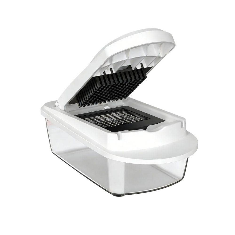 8 Blade Vegetable Chopper and Slicer with Container for Salad Preparation and Kitchen Gadgets, White (1-Pack)
