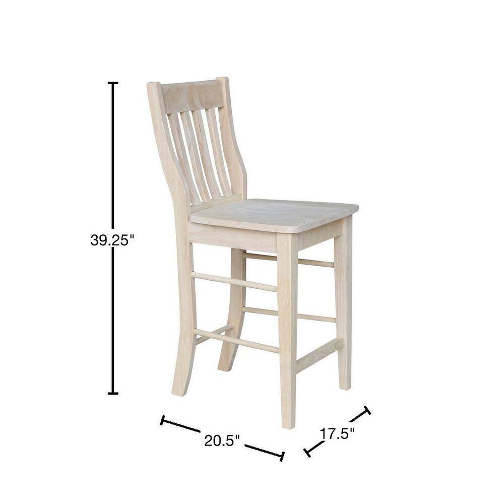 Traditional Unfinished Solid Parawood 24" Cafe Barstool