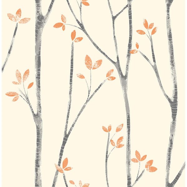 Brewster Ingrid Orange Scandi Tree Strippable Roll (Covers 56.4 sq. ft.)